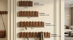 Dimensions of 4 hooks 6 hooks 8 hooks 10 hooks walnut wall rack