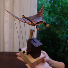 Handcrafted Kinetic Manta Ray Wood Sculpture: Solid Walnut, Silent Motion, USB-C Rechargeable