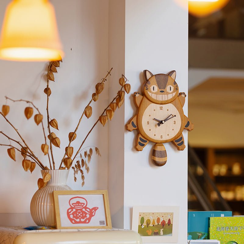 Adorable Catbus themed silent wall clock - WOOD KONG