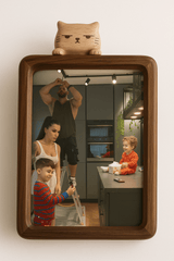 Adorable Magnetic Cat Photo Frame in Black Walnut – Perfect Gift & Decor - WOOD KONG