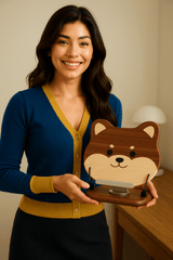 Adorable Shiba Inu Wooden iPad Holder – Fun and Functional Tablet Stand - WOOD KONG