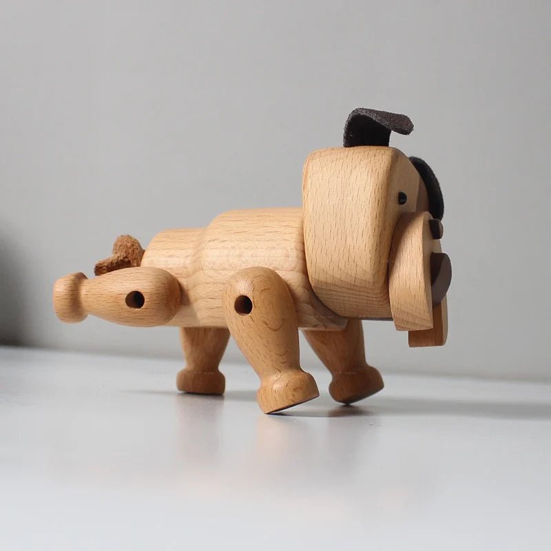 Adorable Wooden Dog figurine with movable joints - WOOD KONG