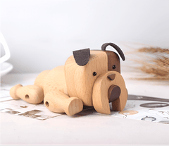 Adorable Wooden Dog figurine with movable joints - WOOD KONG