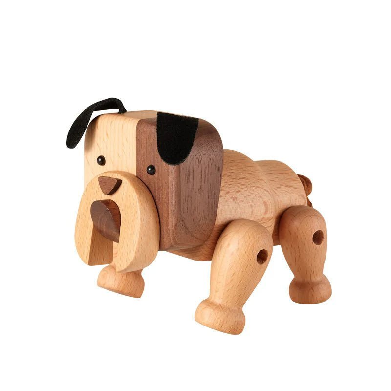 Adorable Wooden Dog figurine with movable joints - WOOD KONG