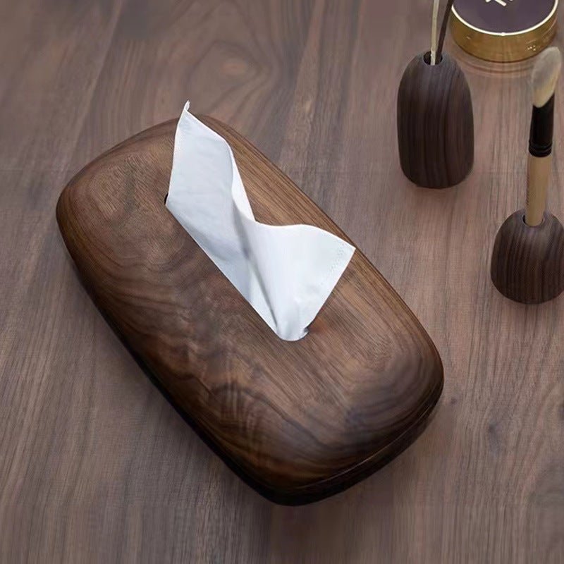 American Black Walnut Simple Rectangular Wooden Tissue Box - WOOD KONG