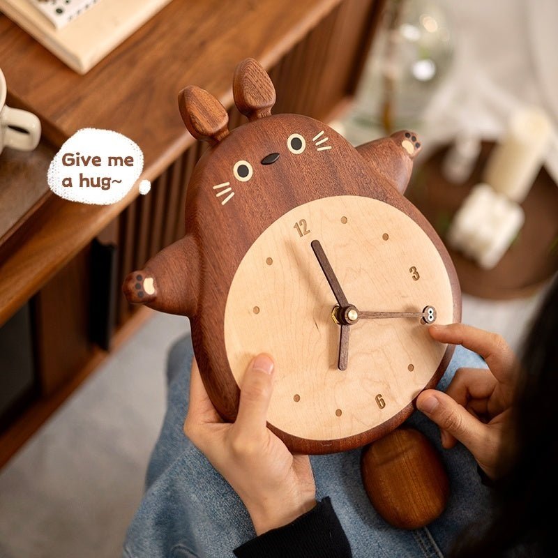 Awesome wooden totoro silent wall clock - WOOD KONG