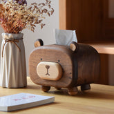 Bear Tissue Box Cover with Toothpick holder Wooden Handmade Decorations - WOOD KONG