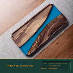 Black Walnut Resin Rectangular Household Fruit Solid Wood Small Tea Table Tray - WOOD KONG