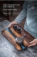Black Walnut Resin Rectangular Household Fruit Solid Wood Small Tea Table Tray - WOOD KONG