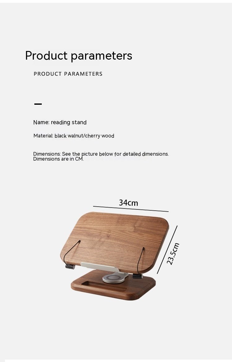 Black Walnut Solid Wood Reading Rack Adjustable Rotating Children's Reading Artifact IPad Bracket - WOOD KONG