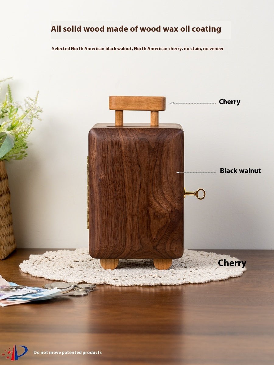 Black Walnut Wooden Money Box Change Storage Box - WOOD KONG
