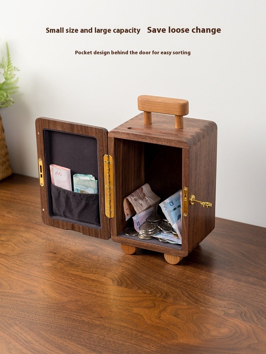Black Walnut Wooden Money Box Change Storage Box - WOOD KONG
