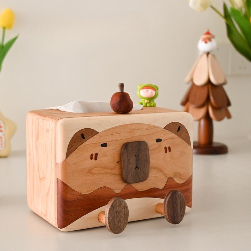 Capybara - Inspired Solid Wood Tissue Box | Adorable & Multi - Functional - WOOD KONG