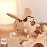 Celestial Flight | Handcrafted Wooden Automaton Flying Pig Music Box - WOOD KONG