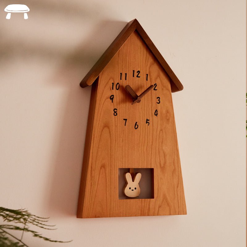 Charming Wooden House Cuckoo Clock with Swinging Bunny Pendulum - WOOD KONG