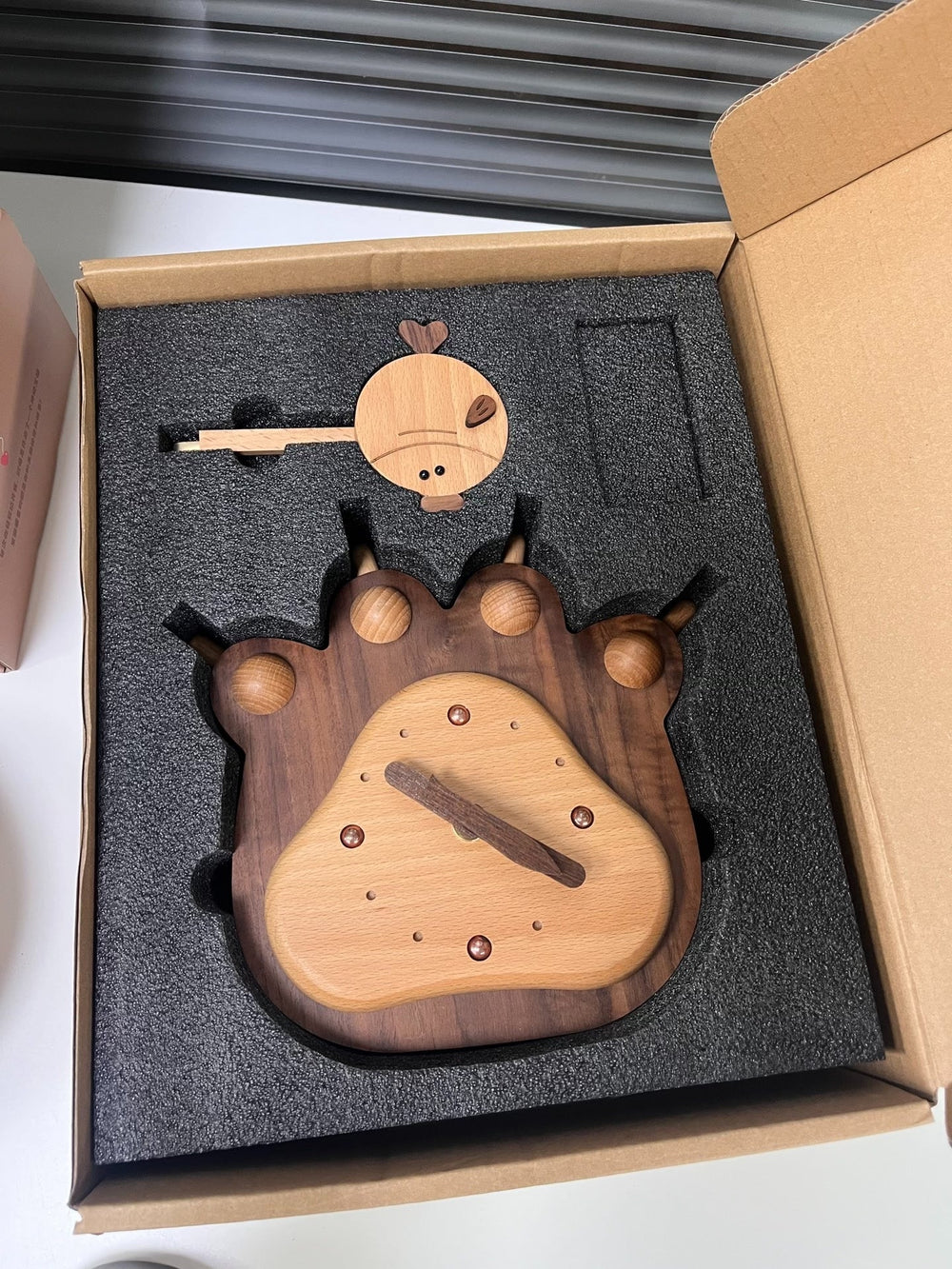 Fish And Bear Paw Cartoon Mute Solid Wood Pendulum Clock Indoor Wall Clock - WOOD KONG