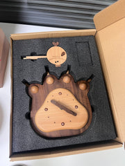 Fish And Bear Paw Cartoon Mute Solid Wood Pendulum Clock Indoor Wall Clock - WOOD KONG