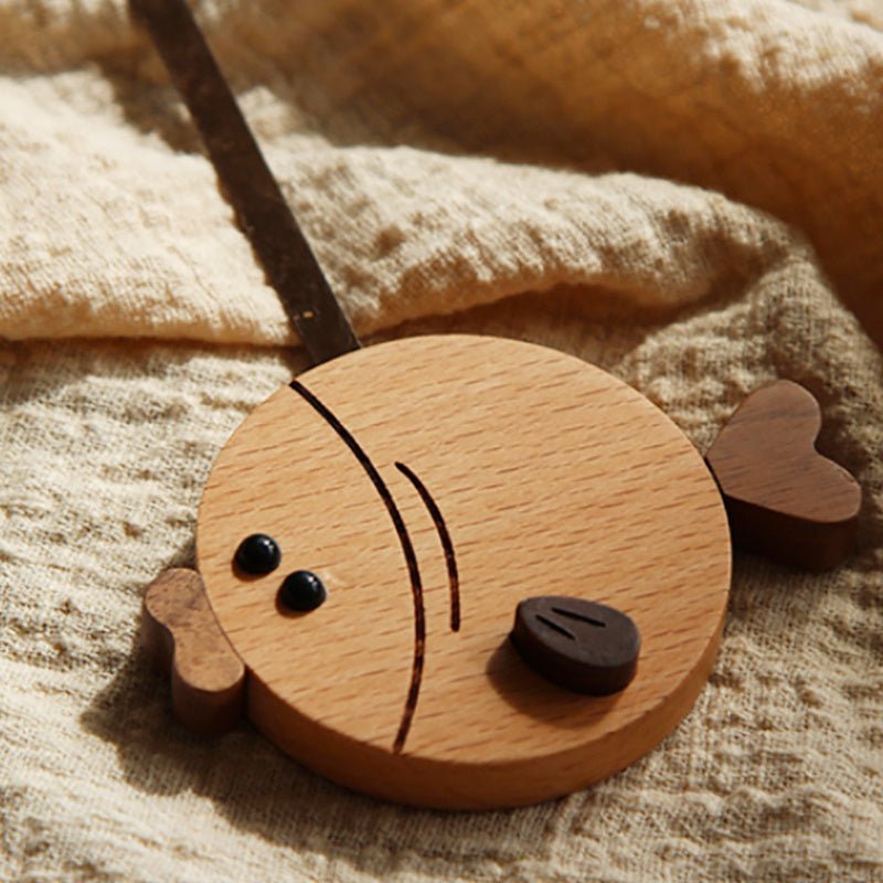 Fish And Bear Paw Cartoon Mute Solid Wood Pendulum Clock Indoor Wall Clock - WOOD KONG