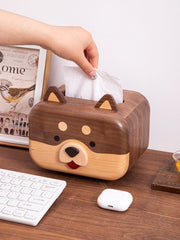 Fun Pet Dog Wooden Tissue Box, Black Walnut Unique Design - WOOD KONG