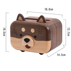 Fun Pet Dog Wooden Tissue Box, Black Walnut Unique Design - WOOD KONG