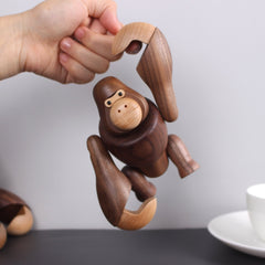 Handcrafted Walnut Gorilla Figure - movable joints & Stunning design - WOOD KONG