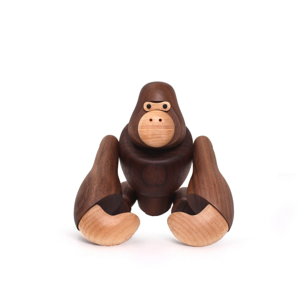 Handcrafted Walnut Gorilla Figure - movable joints & Stunning design - WOOD KONG