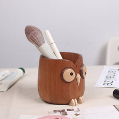 Miulika Pencil Holder Desktop Organizer Practical Owl Design Container - WOOD KONG