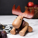 Moose figurine :Handcrafted Wooden Elk with Movable Joints - WOOD KONG