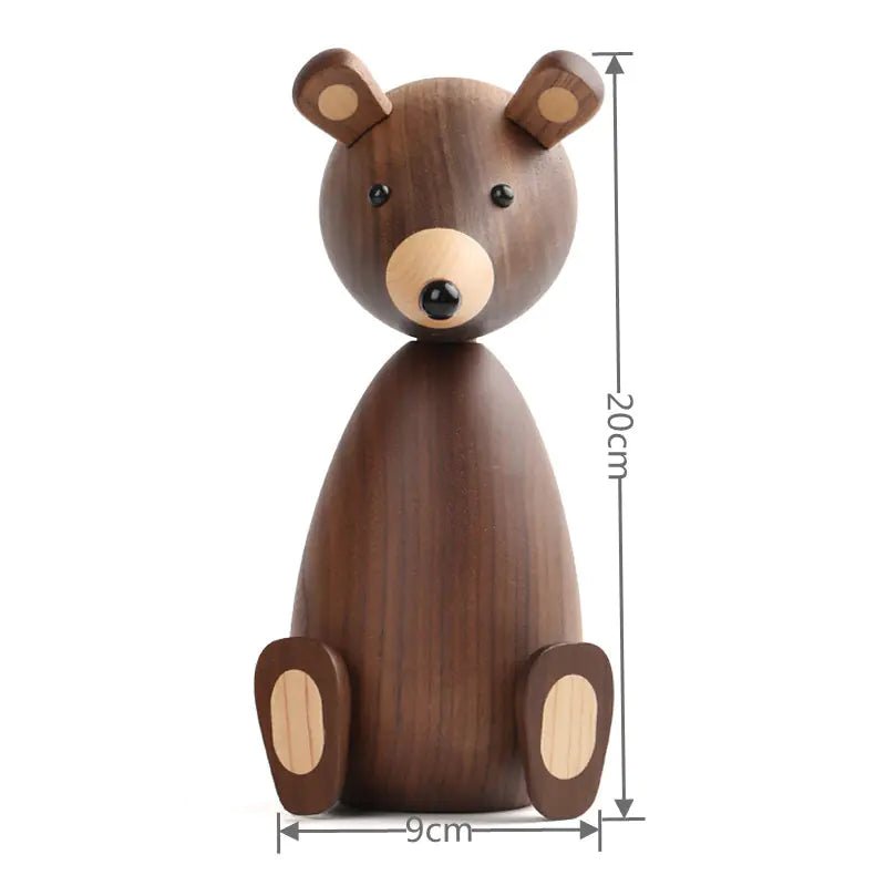Nordic Black Walnut Bear Decor for Kids' Room - WOOD KONG