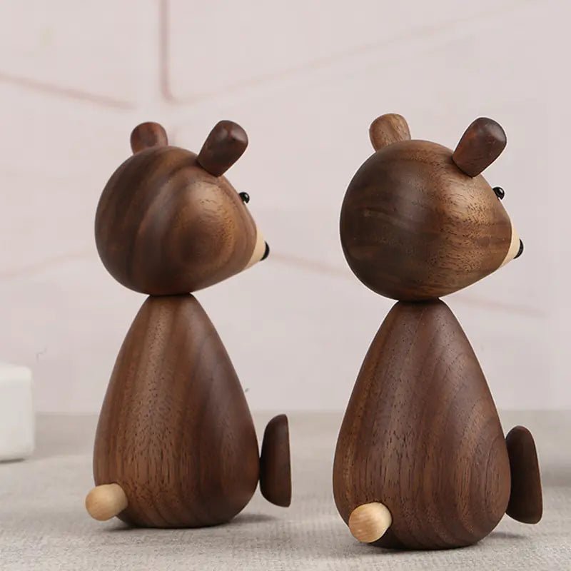 Nordic Black Walnut Bear Decor for Kids' Room - WOOD KONG