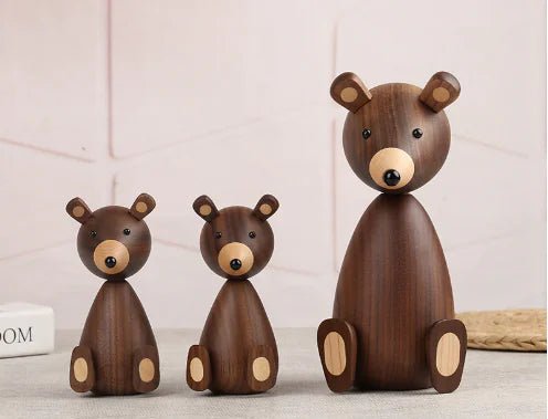 Nordic Black Walnut Bear Decor for Kids' Room - WOOD KONG