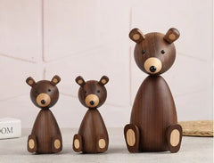 Nordic Black Walnut Bear Decor for Kids' Room - WOOD KONG