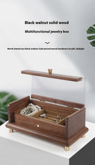 Solid Wood Jewelry Storage Box Black Walnut Japanese Style - WOOD KONG