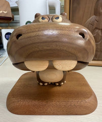 Stunning Hippo Storage Box - Handcrafted Black Walnut with Magnetic Base - WOOD KONG