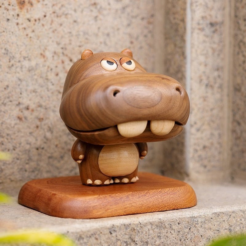 Stunning Hippo Storage Box - Handcrafted Black Walnut with Magnetic Base - WOOD KONG