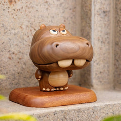 Stunning Hippo Storage Box - Handcrafted Black Walnut with Magnetic Base - WOOD KONG