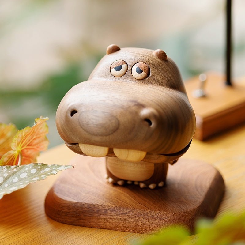 Stunning Hippo Storage Box with Magnetic Base - WOOD KONG