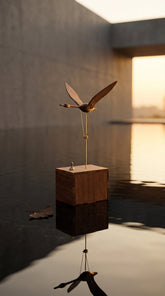 The Ethereal Swan: Handcrafted Black Walnut Kinetic Sculpture & Automata - WOOD KONG