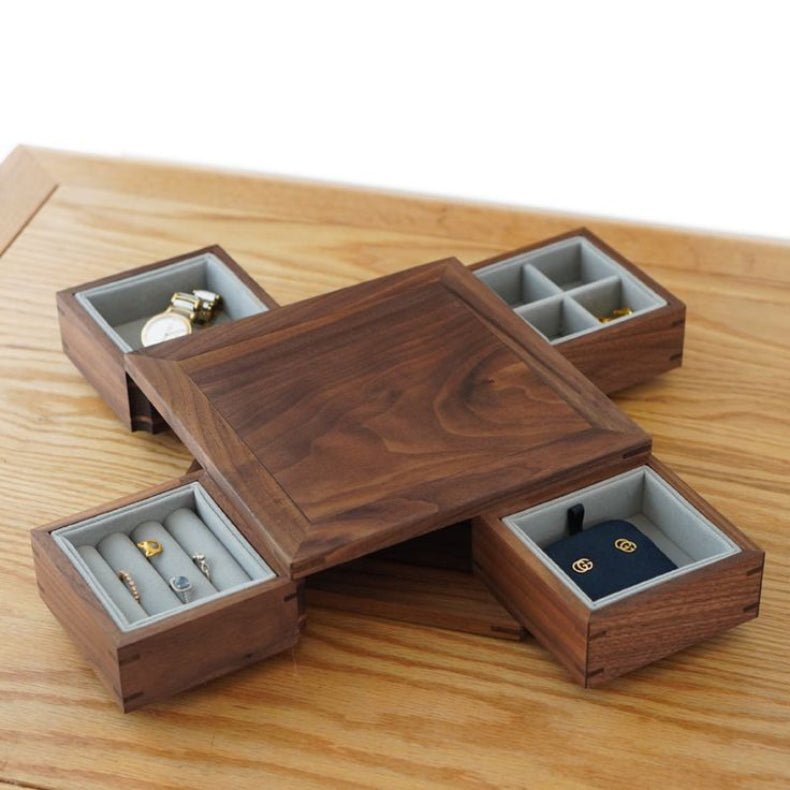 Unique Rotating Wooden Hidden Mechanism Storage Box - WOOD KONG