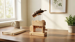 USB - C Rechargeable Wooden Mechanical Whale Desk Ornament (Black Walnut / Beech) - WOOD KONG