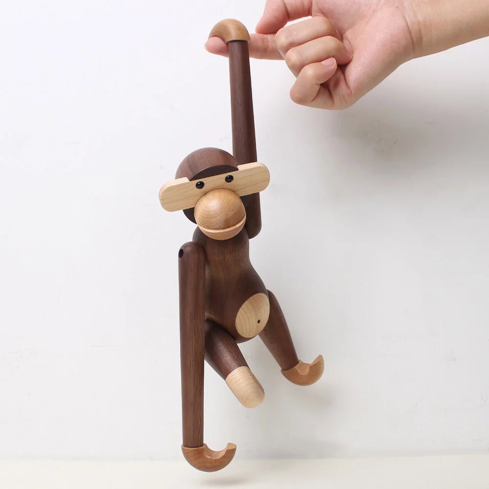 Wooden monkey figurine handmade by black walnut wood - WOOD KONG