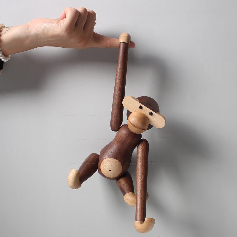 Wooden monkey figurine handmade by black walnut wood - WOOD KONG