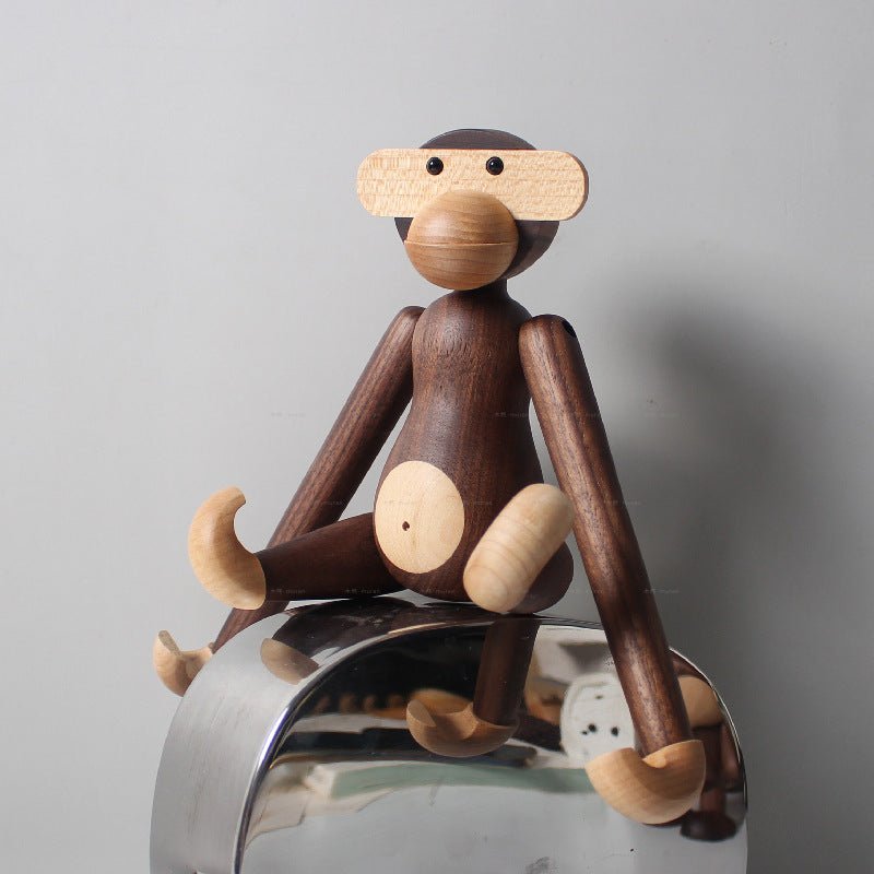 Wooden monkey figurine handmade by black walnut wood - WOOD KONG