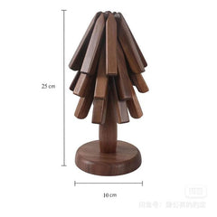 Wooden Tree Coasters - Cutest Wooden Tree Trivet Set, Walnut Tree Hot Pot Stand Wooden Trivet for Hot Dishes Tree Shape Trivet Set Coaster, Functional Stackable Decorative Coasters - WOOD KONG
