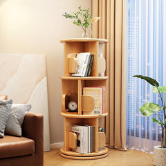 Minimalist Solid Wood Rotating Bookshelf, 360° Swivel Bookcase for Modern Home Decor