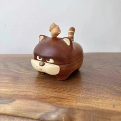 Cat-themed storage box with rotating hamster on top, open compartment for jewelry, rings, earrings, and small items