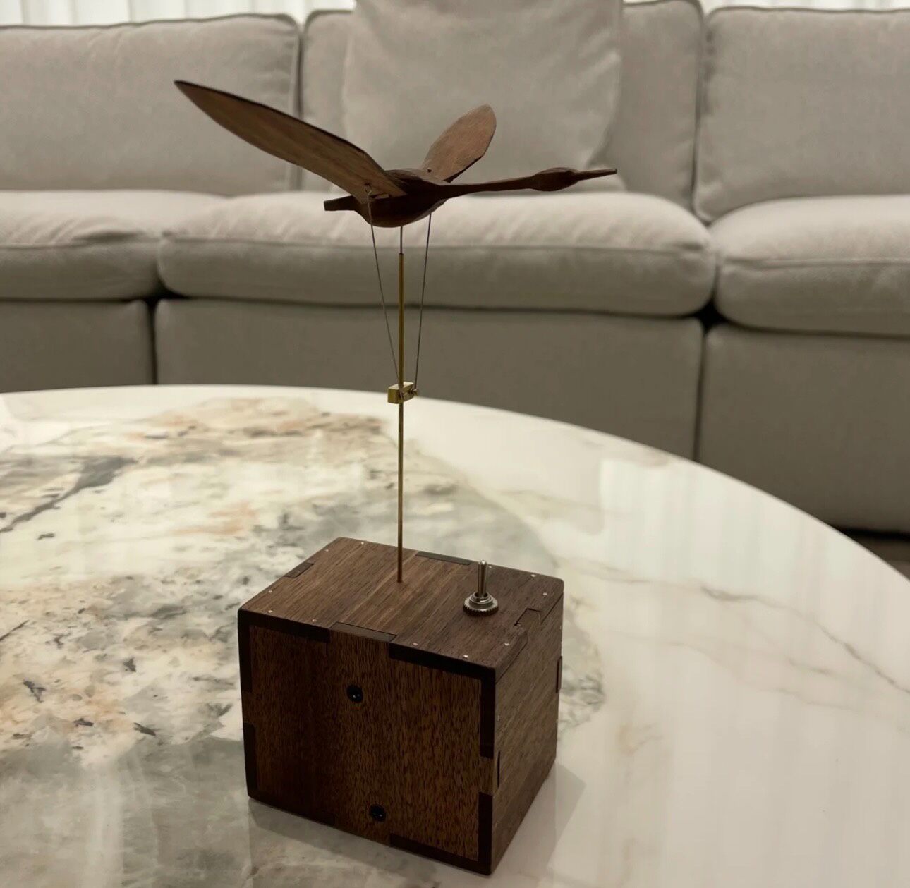 The Ethereal Swan: Handcrafted Black Walnut Kinetic Sculpture & Automata