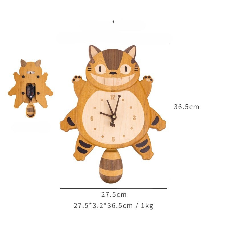 Adorable Catbus themed silent wall clock - WOOD KONG