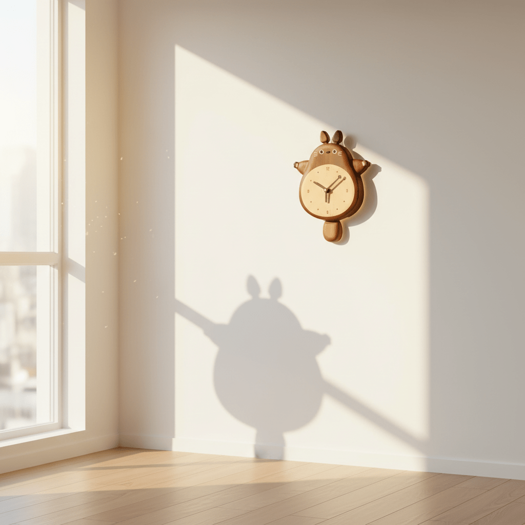 Awesome wooden totoro silent wall clock - WOOD KONG