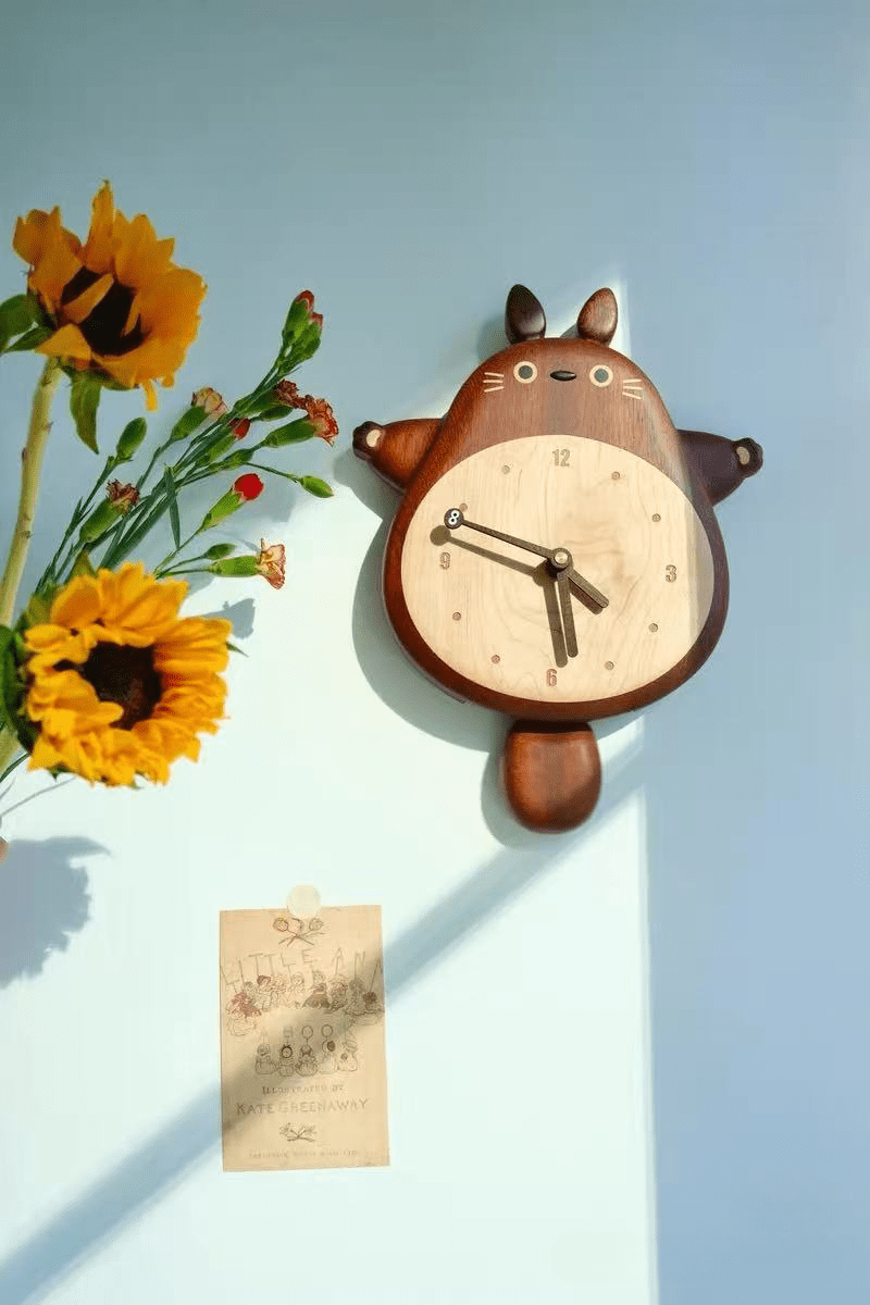 Awesome wooden totoro silent wall clock - WOOD KONG